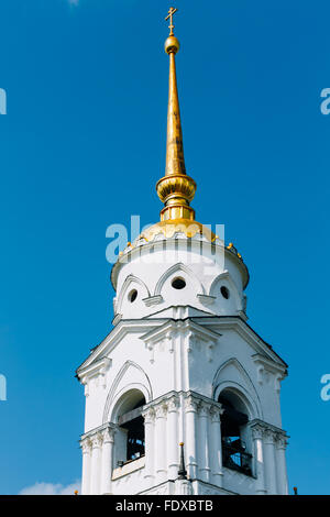 The bell tower of the Dormition Cathedral in Vladimir, Russia. Dormition Cathedral in Vladimir (Assumption Cathedral) used to be Stock Photo