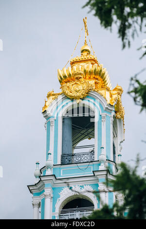 Five-tiered Lavra Bell Tower, built in the years 1741-1770 in Trinity Sergius Lavra, Sergiev Posad, Russia. The Golden Ring is a Stock Photo