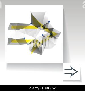 Triangulated arrow symbol with constellation style composition and simple design. Dropped shadow is made using blend. Stock Vector