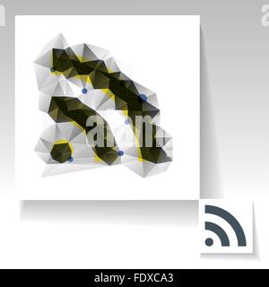 Triangulated RSS feed symbol with constellation style composition and simple design. Dropped shadow is made using blend. Stock Vector