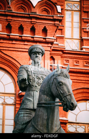 Close up of monument to Marshal Georgy Zhukov on red square in Moscow, Russia Stock Photo