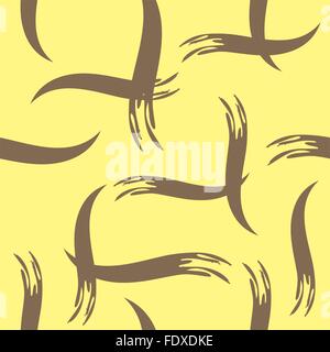 Vector seamless pattern with brown paint strokes on yellow background. Simple colored EPS8 illustration. Stock Vector