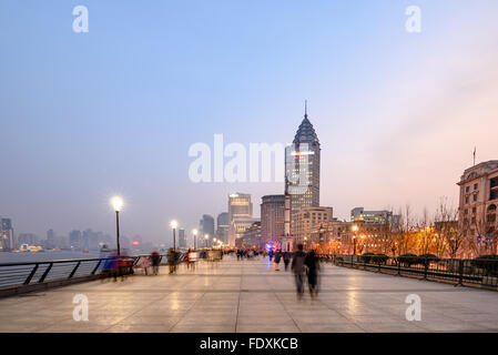 The Bund or Waitan is a famous waterfront area in central Shanghai, China. Stock Photo