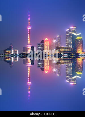 Pearl tower and the world financial center in Pudong, Shanghai, China. Stock Photo
