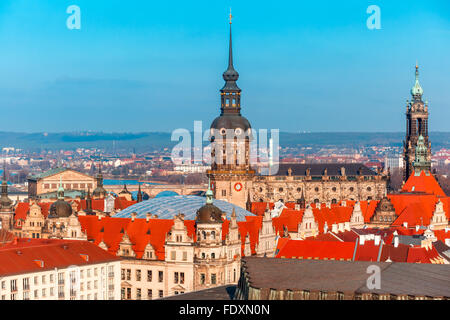 Aerial view of domes and roofs Dresden, Germany Stock Photo