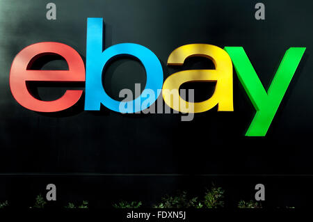 A sign is seen at eBay's headquarters in San Jose, California Stock Photo