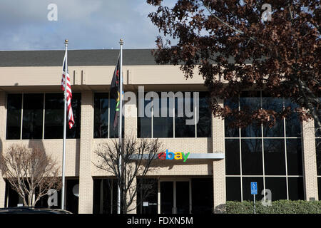 A sign is seen at eBay's headquarters in San Jose, California Stock Photo