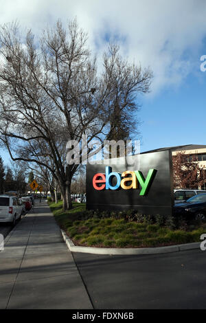 A sign is seen at eBay's headquarters in San Jose, California Stock Photo