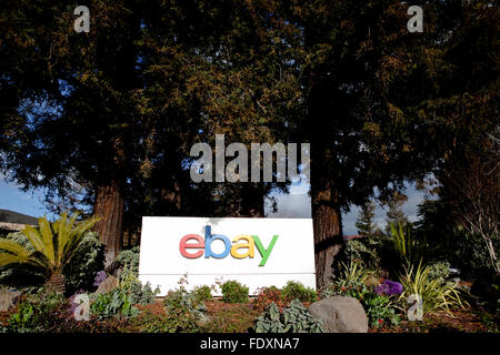 A sign is seen at eBay's headquarters in San Jose, California Stock Photo