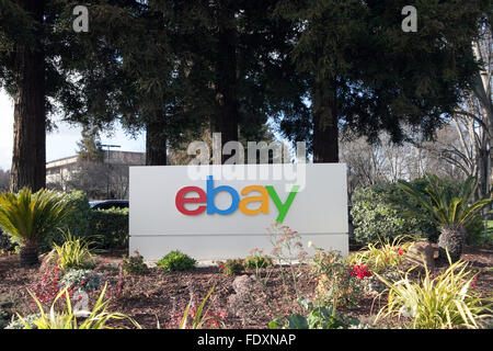 A sign is seen at eBay's headquarters in San Jose, California Stock Photo