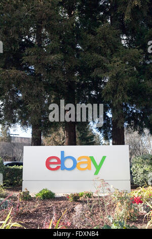 A sign is seen at eBay's headquarters in San Jose, California Stock Photo