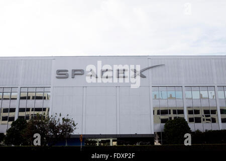 A view of SpaceX's corporate headquarters in Los Angeles, California Stock Photo