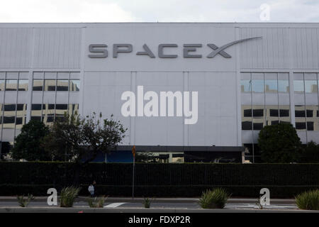 A view of SpaceX's corporate headquarters in Los Angeles, California Stock Photo