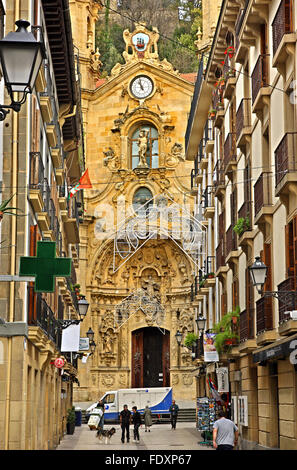 The Basilica of Santa Maria del Coro, in Parte Vieja (old part), San Sebastian (Donostia), Basque Country, Spain. Stock Photo