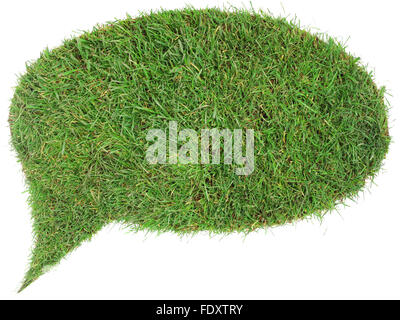 Grass Speech Bubble Isolated on White Background Stock Photo