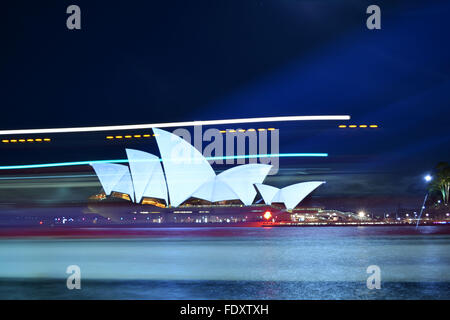 ferry passing Sydney Opera House Stock Photo