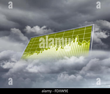 Collage of diagrams against sky and clouds Stock Photo