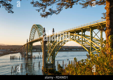 Yaquina Bay Bridge, Newport, central Oregon Coast. Stock Photo