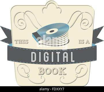 Book Style and Type Label: Digital Book Stock Vector