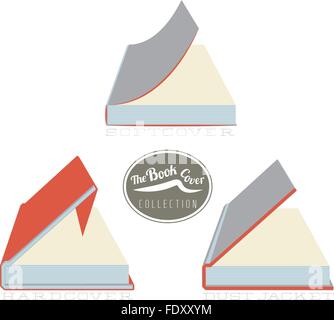The book cover types icon set: metaphorical, conceptual, clean illustrations. Stock Vector