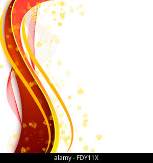 Abstract illustration with lines, arcs and yellow leaves. Stock Photo