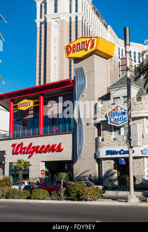 Walgreens, Denny's and White Castle on Las Vegas Strip in Las, dennys las  vegas 