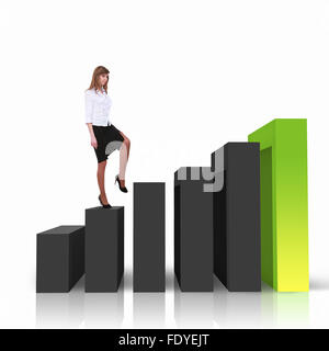 Image of a businessman standing on the top of financial charts Stock Photo