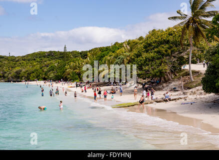 Cruise passengers enjoying the beach at Lifou Island, New Caledonia Stock Photo