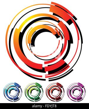 Abstract hi-tech segmented geometric circle in 5 colors Stock Vector