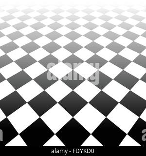 Vanishing checkered surface. 3d surface in perspective. Vector background. Stock Vector