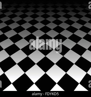 Vanishing checkered surface. 3d surface in perspective. Vector background. Stock Vector