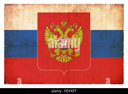 Russian flag with Coat of arms of Russia. Kremlin presidential