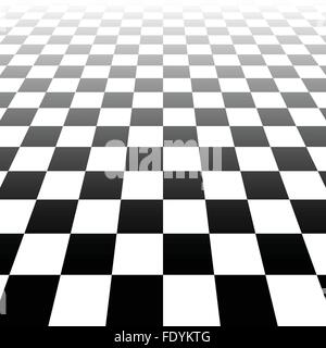 Vanishing checkered surface. 3d surface in perspective. Vector background. Stock Vector