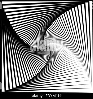 Inward rotating, spirally squares abstract monochrome background Stock Vector
