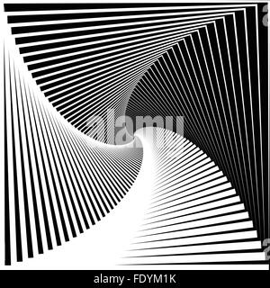 Inward rotating, spirally squares abstract monochrome background Stock Vector