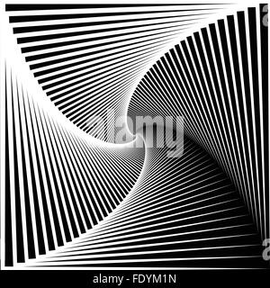 Inward rotating, spirally squares abstract monochrome background Stock Vector