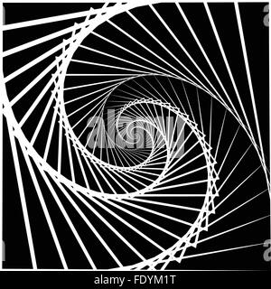 Inward rotating, spirally squares abstract monochrome background Stock Vector