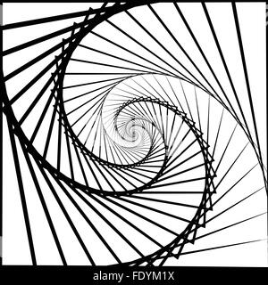 Inward rotating, spirally squares abstract monochrome background Stock Vector