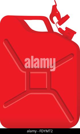 Red gas can on a white background. Stock Vector
