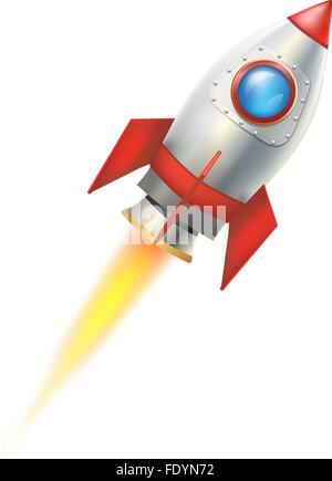 flying rocket on white background. vector illustration Stock Vector