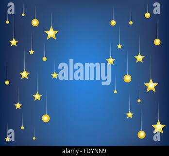 falling stars on blue night background. cartoon vector illustration Stock Vector