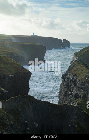 Sea cliffs beneath Loop Head Lighthouse, County Clare, Ireland. Stock Photo