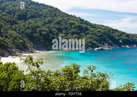 Asian Similan islands in Thailand with blue clean water and trees Stock Photo