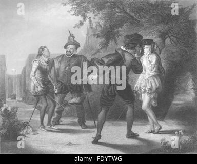SHAKESPEARE: Duel, 12th Night, Act 3 scene 4, antique print c1870 Stock Photo