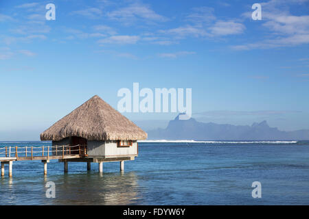 Overwater bungalow at Le Meridien Tahiti Hotel, Pape'ete, Tahiti, French Polynesia Stock Photo