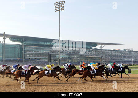 Dubai, United Arab Emirates, the tribune of the Meydan Racecourse Stock Photo