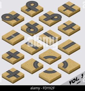 Isometric asphalt road map. Vector illustration of city highway with ...