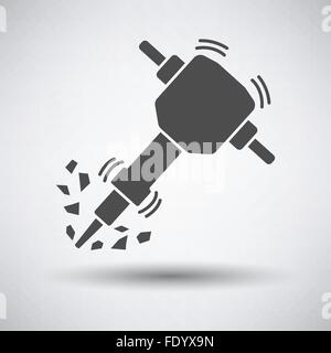 Construction jackhammer icon on gray background with round shadow. Vector illustration. Stock Vector