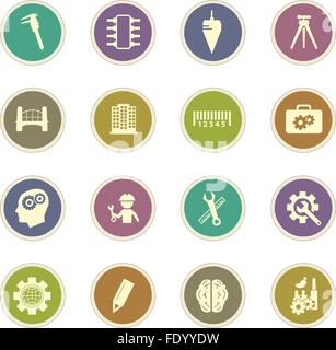 Engineering manufacturing industrial vector icon set. Process conveyor ...