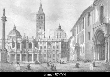 ROME: Sta Maria Maggiore-Benedict XIV-Sant' Antonio, antique print 1872 Stock Photo